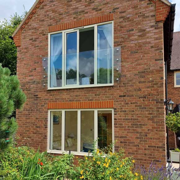 Origin french doors with Juliet balcony at property in Oxfordshire