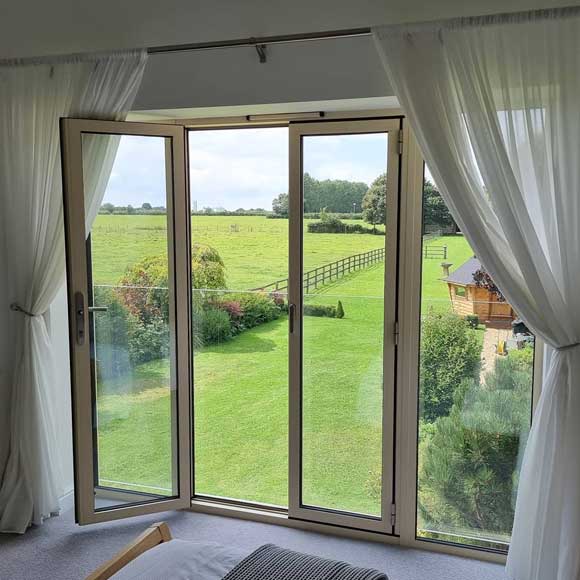 Origin french doors with Juliet balcony at property in Oxfordshire